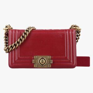 Authentic Red small Chanel Le Boy